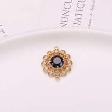 2pcs Hollow Sunflower Cubic Zirconia Encased In Copper Pendant, DIY Jewelry For Necklace, Earring, Hair Clip, Jewelry Connector - Multicolor - View 9