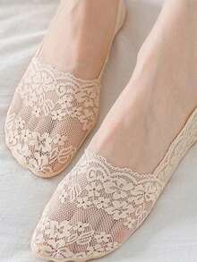 Women's Socks Summer Breathable Sweat Absorption Deep Mouth Lace Silicone Non-Slip Thin Cherry Blossom Boat Socks, No Show Socks - Multicolor - View 4