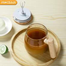 PANCERKA 1 件 400 毫升电动自搅拌杯，适用于咖啡、牛奶和蛋白粉 - 高硼硅玻璃搅拌杯，适合家庭、办公室和旅行 - 棕色 - 查看 7