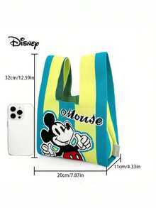 Disney [官方授权IP] 夏季撞色米老鼠卡通图案针织托特包，适合日常装扮、旅行收纳、送给朋友、母亲节、婚礼的礼物 - 綠色 - 查看 3