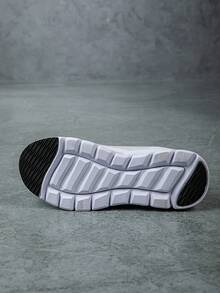 Plus Size Women Breathable Mesh Casual Sneakers, Lightweight Soft Sole Running Shoes, Knit Fabric Trainers, Comfortable Walking Shoes, Casual Fashion Shoes, Suitable For Men & Women Sports, Road Running Shoes - White - View 7