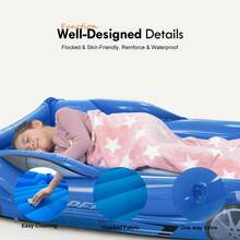 Kids Travel Air Bed Inflatable Toddler Air Mattress With Raised Sides - Màu xanh đậm - Xem 5