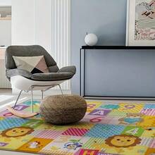 Foldable Baby Play Mat, Reversible Cartoon Pattern Kids Room Carpet, Educational Activity Surface Easy To Carry