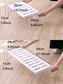 1pc Adjustable White Plastic Shoe Storage Rack