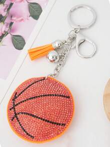 Llavero con decoración de baloncesto con strass, mini borla con decoración de moda para bolso