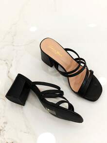 Revreal Strappy Block Heels With Square Toe Design Summer Bohemian - Black - View 4