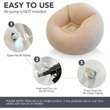 45x45x28 Inflatable Beanless Bean Bag Chair Lounge Sofa - Black - Beige - View 7