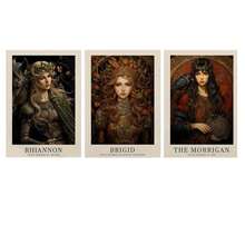 3pcs可选帆布印花装饰画、复古凯尔特人、布里吉特、莫里根女神海报挂画、文艺复兴时期绘画、凯尔特神话家居装饰、室内家居壁画 - 彩色 - 查看 12