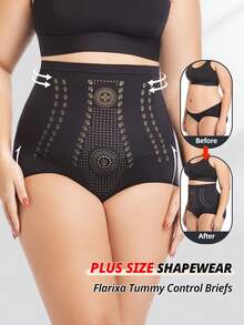 FLARIXA 加大码收腹内裤高腰收腹塑身衣无缝产后束腰内裤女士提臀塑身裤 - 黑色 - 查看 1