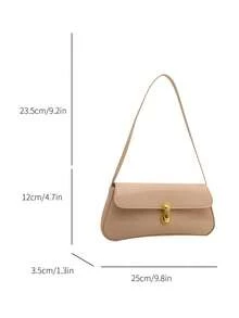 Women's Retro Faux Leather Flap Decor Underarm Shoulder Bag, Suitable For Dates, Outings, Parties And Other Occasions - Khaki - View 7