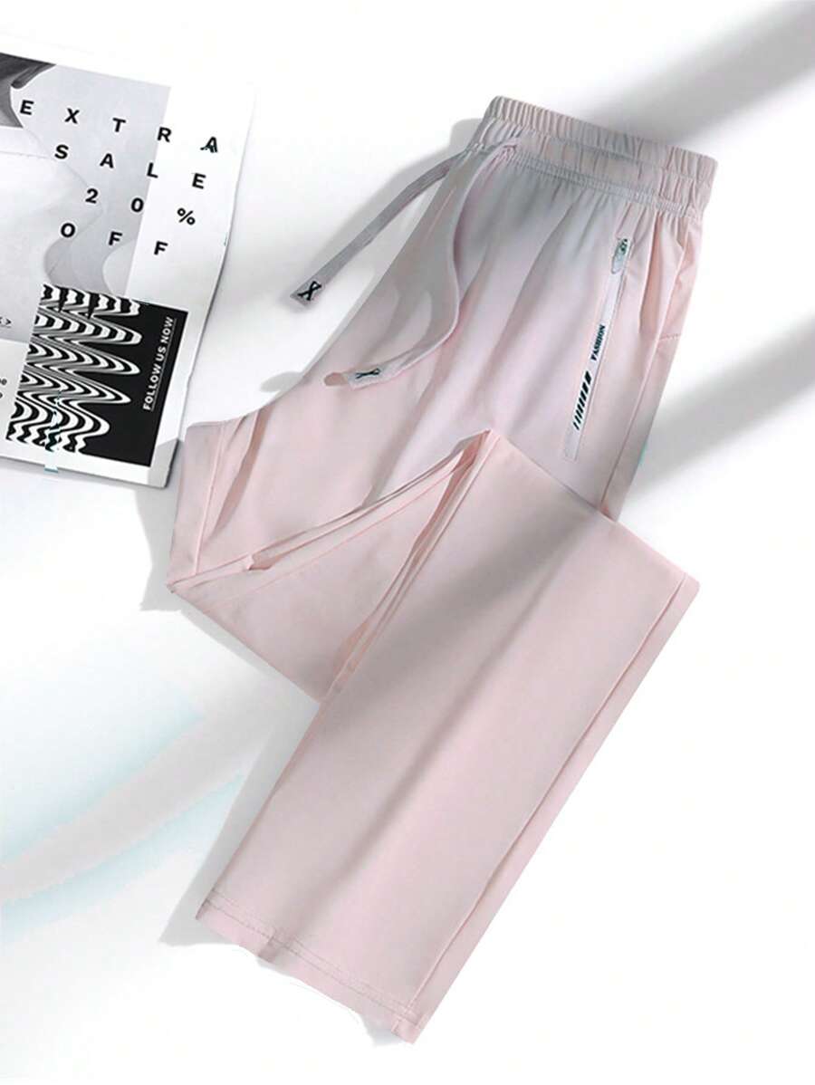 Summer Ice Silk Sports Pants, Casual Elastic Fitness Yoga Straight Leg Trousers For Women, Outdoor Running