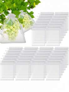 50 Pieces Fruit Protection Bags Fruit Netting Bags With Drawstring,Garden Fruit Cover Mesh Bag To Protect Plants From Pest Birds Squirrels - White - View 12