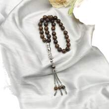 1pc/2pcs/4pcs 33pcs 10mm Wooden Islamic Prayer Beads Rosary Necklace, Elegant Tasbih For Worship