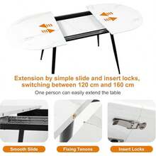 Dining Table And Chairs Set 4, Extendable Dining Table And 4 Upholstered Chairs, Marble Effect Table And Chairs For Living Room, Dining Room Set - 4 Grey Horizontal Line Chairs - View 7