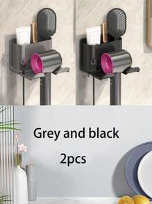 1pc/2pcs Hair Dryer Holder, No-Drill Bathroom Hair Dryer Rack, Wall-Mounted Hair Dryer Stand Organizer Bathroom Organizer Bathroom Decor Fall Decor Back To School