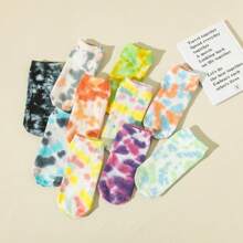 1 paire de chaussettes de yoga court effet tie-dye, chaussettes de sport professionnelles respirantes antidérapantes avec silicone, chaussettes de Pilates, convenant pour la fitness, le yoga, le Pilates, la danse, le cyclisme, la course et autres sports