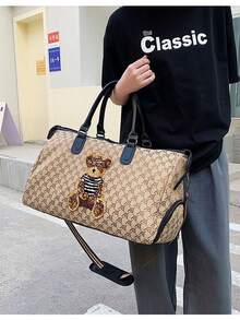 2025 New Shoulder Bag, Fashionable Simple Large Capacity Short-Distance Travel Bag - Khaki - View 2