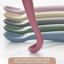 1pc/6pcs Silicone Baby Feeding Spoons - Soft, Easy Clean & Portable For Self-Feeding And Weaning - Multicolor - View 1