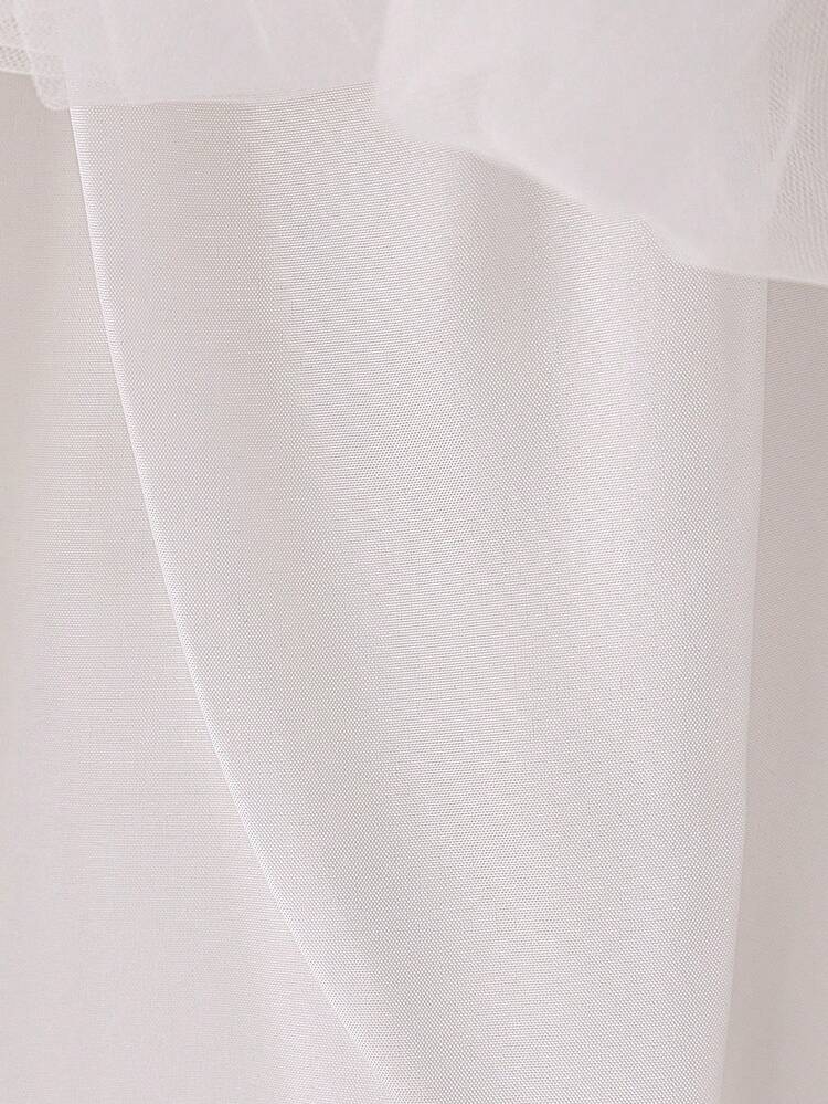 适合表演和派对的年轻女孩闪亮亮片网眼盖袖公主裙 - 橘色 - 查看 10