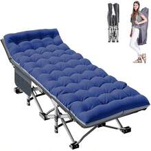 ABORON Oversized XXL Folding Camping Cot W/Mat For Adults, 78" L X 32" W X 18" H, Heavy Duty Outdoor Bed With Carry Bag,1200 D Layer Oxford Travel Camp Cots - 牛仔布 - 查看 1