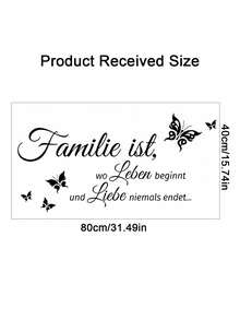1 Stück Wandtattoo mit inspirierendem Zitat, schwarze PVC selbstklebende abnehmbare motivierende Wandaufkleber mit schönem Schmetterling-Wandaufkleber, Spiegelaufkleber mit inspirierenden Worten "Familie ist, wo das Leben beginnt und die Liebe niemals endet", Vinyl-Aufkleber für Heimdekoration, Frühlingsdekoration, um Ihr Zuhause aufzufrischen, Festdekoration, Geschenke, Geburtstag, Abschluss, personalisierte Aufkleber
