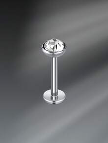 CIZME 16G 6/8/10/12mm Titanium Steel Stud Earrings, Lip Rings, Flat Back Earrings, Nose Rings, Cartilage Hoops, Lip Rings, CZ Stud Earrings For Women & Men - Silver - View 16