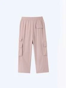 Annil Children's Clothing: Girls, Boys, Adults, Woven Long Pants, Work Pants, Summer - Pink - View 2