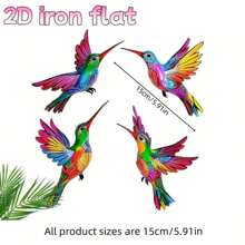 4pcs Bohemian Style Metal Hummingbird Wall Art Decor – Vibrant 2D Iron Print For Patio, Garden, Living Room & Bedroom – Colorful Outdoor Fence Decoration, Perfect Gift For Family And Friends, Outdoor Decor