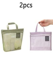 1/2/3pcs Lightweight Mesh Shower Bag,With Zipper Handle,Portable Hanging Toilet And Bathroom Organizer,With Quick Dry Technology,Portable Toiletry Tote,Great For Gym And Travel Back To School Supplies - Multicolor - View 24