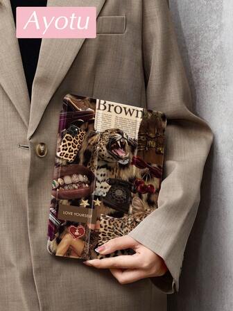 Ayotu Leopard Junk Case Compatible With Samsung Galaxy Tab/IPad,IPad 9th/8th/7th Generation 10.2 Inch ,New IPad 10th Generation Cover,Kindle Paperwhite 12th Gen 2024,With Auto Wake/Sleep,Four Corners Anti-Fall