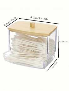 1pc Square Clear Plastic Swab Box With Lid, Dustproof Perforated Swabs Acrylic Storage Box Bathroom Decor SummerBathroom Accessories Bathroom Organizer - Multicolor - View 6