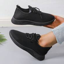 Black Breathable Soft Sole Non-Slip Work Shoes, Mesh Casual Sneakers For Women, Spring/Summer