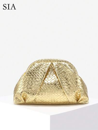 Kadınlar için Vintage Minimalist Boncuklu Pullu Tropikal Bitki Dokuma Kabartmalı Angola Kırmızı Perçin Dekor Büyük Kapasiteli Pileli Bulut Klipsli El Çantası, Partiler, Geziler ve Günlük Giyim İçin Uygun