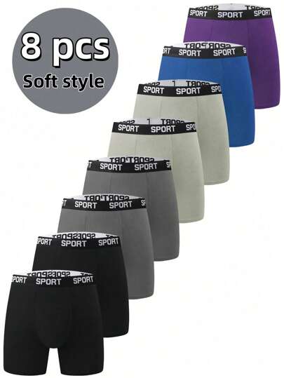 8 قطع من السراويل الداخلية للرجال بنمط رياضي ذو لو...