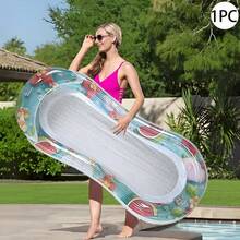 Fruit Inflatable Floating Mat (Watermelon Flower Pattern), Mesh Breathable Design, Pool Inflatable Lounge Chair, Essential For Summer Beach Parties And Water Play, Spending A Wonderful Summer With Family And Friends - Multicolor - View 2