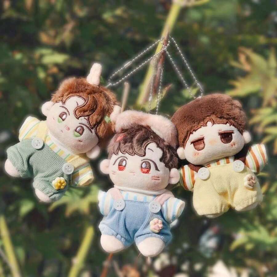 (仅限玩偶服装) 全新正品原装第一代/第二代/第三代 17 厘米 LLABUBU 服装适用于 Labobo 小雕像 LBB10cm 小雕像玩偶 2 件背带裤套装，可爱小猫爪印背带，无属性 - 彩色 - 查看 1