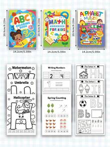 Kit d'apprentissage préscolaire 5 EN 1 pour les 3-6 ans Cahier de traçage de l'alphabet + Exercices de mathématiques et livre de jeux bonus Jouets éducatifs pour tout-petits pour la pratique de l'écriture (ABC et 123), Fournitures scolaires / Cadeau d'apprentissage de bienvenue - couleur - Voir 18