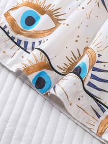 2 件套印花女式睡衣，纽扣式短袖舒适上衣和松紧腰短裤，时尚睡衣套装，适合居家、派对、休闲穿着 - 白色 - 查看 8