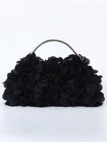 Women Evening Bag For Women And Brides Elegant Kiss Lock Clutch With Floral Decor Quiet Luxury Wedding, Prom, Party And Banquet Accessories  Mother's Best Gift - 黑色 - 查看 4