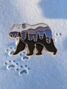 1pc Minimalist Blue Polar Bear Badge Accessory, Jewelry Decor Suitable For Men And Women Clothing, Bag Decoration - Blue - View 4