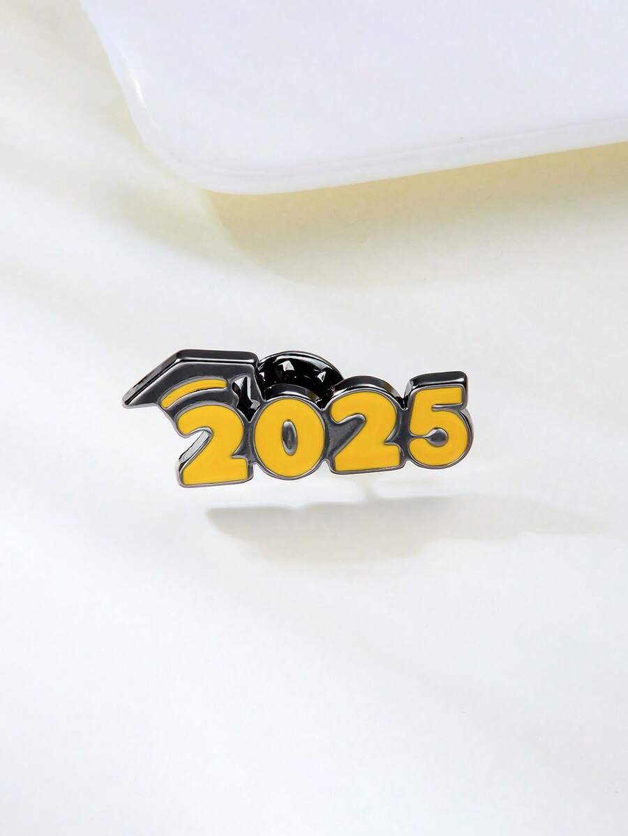 1pc 2025 Doctoral Graduation Cap Brooch, Student Achievement Perfect Score Memorial Gift - 2025 Doctoral Hat - View 1