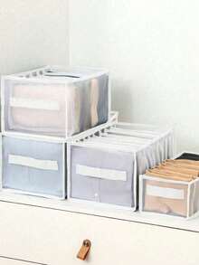 1 pieza Caja organizadora de armario grande, Caja de almacenamiento de estilo de gabinete de 7 rejillas, Organizador de armario tipo cajón lavable, Bolsa de almacenamiento para doblar ropa interior, Almacenamiento y organización para el dormitorio, Camiseta blanca de mujer, Pantalones negros de mujer, Ropa de invierno de mujer, Vestido, Ropa de invierno de mujer, Vestido elegante de mujer, Camisa blanca de manga larga de mujer, Mono blanco de mujer, Vestido de primavera de mujer, Atuendo de primavera de mujer, Primavera, Ropa de primavera, Estilo minimalista, Parte superior de verano - Multicolor - Ver 6