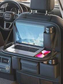 1pc Car Seat Back Storage Organizer Rack, Foldable Tray - Multifunctional Car Storage Box, Large Capacity Organizer Bag, Adjustable Straps, Easy Installation, Extendable Bottom, Various Storage Options, Keeps Car Interior Tidy And Durable, Easy To Clean