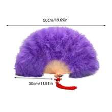 1pc Full Feather Thickened Women's Feather Fan, Adult Runway Performance Dance Folding Fan, Synthetic Feather Folding Wedding Fan Decoration Fan - Multicolor - View 6