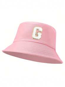 1pc Women'S 26 Letters Bucket Hat, Personalized Fashion Casual Sun Hat, Casual Holiday Beach Sun Hat For Travel, Daily Travel Outdoor Sports Hat, Sun Hat, Minimalist Bucket Hat, Lightweight And Foldable, Suitable For Outdoor, Travel, Hiking, Picnic, Commuting, Etc., Also A Great Gift For Mom Or Friends