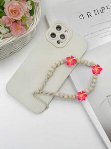 1 件夏日度假风格手工陶瓷花串珠木质手机壳配件、手机带、相机挂绳、耳机吊坠 - 彩色 - 查看 5