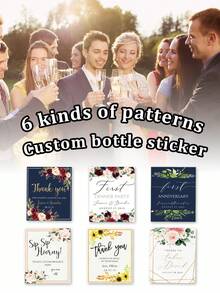 12/24 Etiquetas personalizadas para botellas de vino, decoraciones para fiestas de cumpleaños con corona, etiquetas para regalos, etiquetas para botellas de vino de boda, etiquetas decorativas conmemorativas y adorables para compromisos - Multicolor - Ver 7
