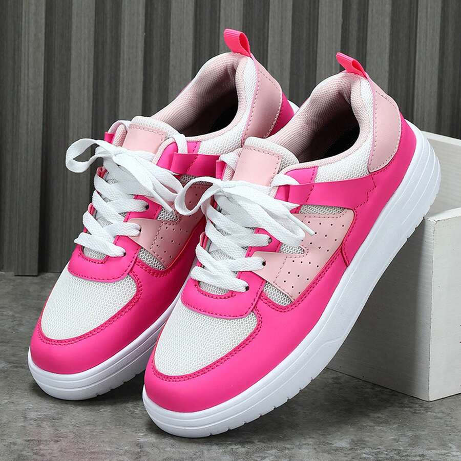 Comfortable Sneakers For Men And Women,White And Pink Lightweight  For Men And Women, Suitable For Walking And Commuting - Hot Pink - View 1