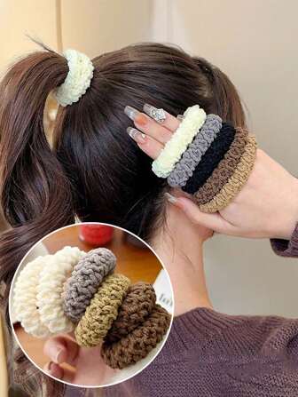5/10 pezzi Elastici per capelli extra larghi e spessi, adatti per code di cavallo e acconciature quotidiane, decorazione da bagno, decorazione autunnale, ritorno a scuola