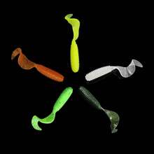 50 件仿生软虫鱼饵、卷尾蛆、PVC 卷尾鱼饵、无铅淡水和咸水人工鱼饵